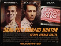 2g0248 FIGHT CLUB DS British quad 1999 portraits of Edward Norton and Brad Pitt & bar of soap!