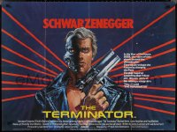 2g0259 TERMINATOR British quad 1985 different art of cyborg Arnold Schwarzenegger with gun!