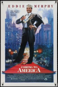 2g1097 COMING TO AMERICA 1sh 1988 great artwork of African Prince Eddie Murphy by Drew Struzan!