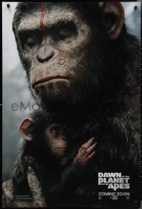 2g1110 DAWN OF THE PLANET OF THE APES style B int'l teaser DS 1sh 2014 close-up of Caesar w/ his son!