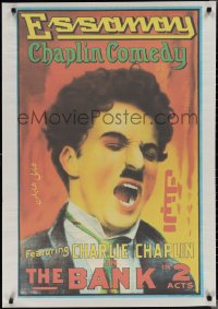 2g0302 BANK Egyptian poster R2000s Edna Purviance, cool close-up of wacky Charlie Chaplin in silent!