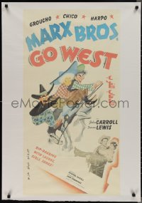 2g0313 GO WEST Egyptian poster R2000s Hirschfeld art of cowboys Groucho, Chico & Harpo Marx in action!
