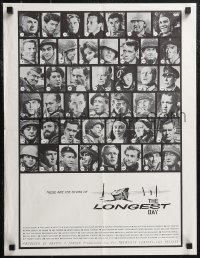 2g0527 LONGEST DAY special 18x23 1962 Zanuck's World War II D-Day movie with 42 international stars!