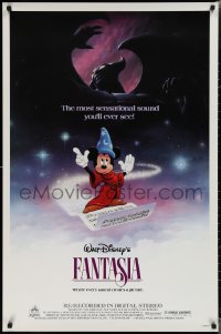 2g1132 FANTASIA 1sh R1985 Mickey from Sorcerer's Apprentice & Chernabog from Night on Bald Mountain!