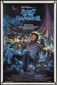 2g1140 FLIGHT OF THE NAVIGATOR 1sh 1986 Disney sci-fi, Jeff Wack artwork of Joey Cramer in spaceship!