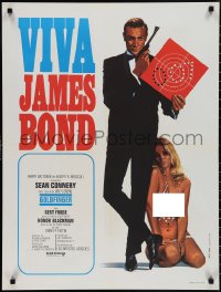 2g0602 GOLDFINGER French 24x31 R1970 art of Sean Connery as James Bond with near-naked woman!