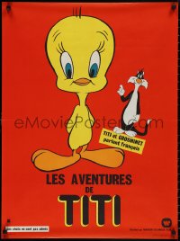 2g0604 LES AVENTURES DE TITI French 23x31 1970s Looney Tunes, cute image of Tweety Bird and Sylvester!