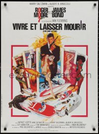 2g0605 LIVE & LET DIE French 23x31 R1980s art of Roger Moore as James Bond by Robert McGinnis!