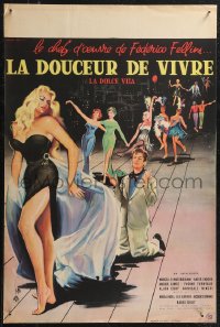 2g0621 LA DOLCE VITA French 16x24 1960 Federico Fellini, Mastroianni, sexy Ekberg by Yves Thos!
