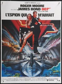 2g0624 SPY WHO LOVED ME French 16x21 R1984 art of Roger Moore as James Bond by Bob Peak!
