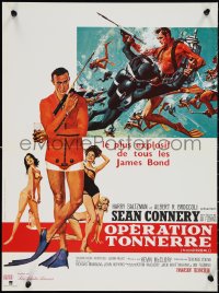 2g0625 THUNDERBALL French 16x21 R1980s art of Sean Connery as James Bond 007 by McGinnis & McCarthy!