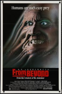 2g1153 FROM BEYOND 1sh 1986 H.P. Lovecraft, wild sci-fi horror image, humans are such easy prey!