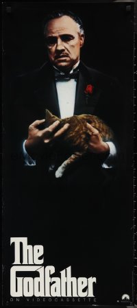 2g0590 GODFATHER 16x38 video poster R1991 Marlon Brando & cat in Francis Ford Coppola crime classic