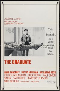 2g1165 GRADUATE int'l pre-awards 1sh 1968 classic image of Dustin Hoffman & sexy leg in bed!