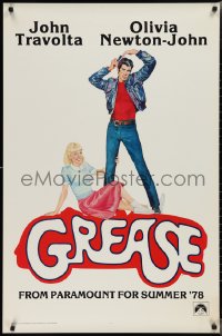2g1167 GREASE teaser 1sh 1978 Linda Fennimore art of John Travolta & Olivia Newton-John, classic!