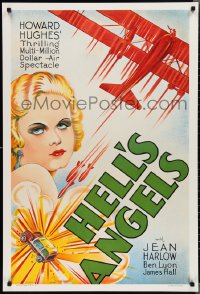 2g0494 HELL'S ANGELS S2 poster 2000 Howard Hughes WWI classic, art of sexy Jean Harlow!