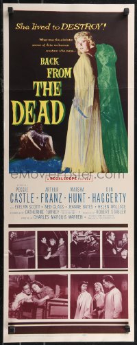 2g0957 BACK FROM THE DEAD insert 1957 Peggie Castle lived to destroy, cool sexy horror art & image!