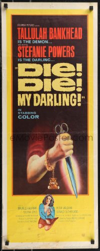 2g0968 DIE DIE MY DARLING insert 1965 Tallulah Bankhead, great artwork of stabbing scissors, Fanatic