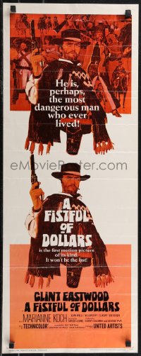 2g0973 FISTFUL OF DOLLARS insert 1967 Sergio Leone, Clint Eastwood is perhaps the most dangerous man
