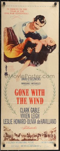 2g0978 GONE WITH THE WIND insert R1961 Clark Gable carrying Vivien Leigh over title, ultra rare!