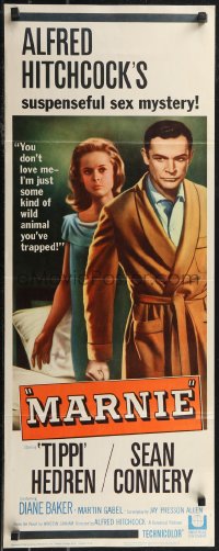 2g0989 MARNIE insert 1964 Sean Connery & Tippi Hedren in Alfred Hitchcock's suspenseful sex mystery!