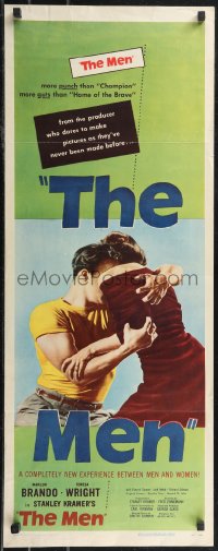 2g0990 MEN insert 1950 great image of paralyzed Marlon Brando in debut with Teresa Wright!