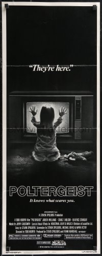 2g0999 POLTERGEIST insert 1982 Tobe Hooper, classic, they're here, Heather O'Rourke by TV!