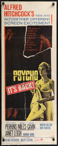 2g1000 PSYCHO insert R1965 half-dressed Janet Leigh, Anthony Perkins, Alfred Hitchcock classic!