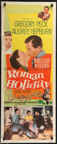 2g1003 ROMAN HOLIDAY insert 1953 Audrey Hepburn, Gregory Peck kicks Eddie Albert under table!