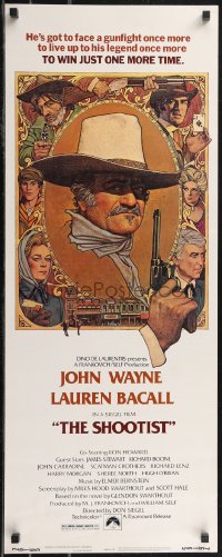 2g1006 SHOOTIST insert 1976 best Richard Amsel artwork of cowboy John Wayne & cast!