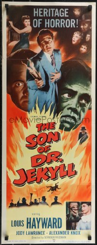 2g1007 SON OF DR. JEKYLL insert 1951 Louis Hayward, heritage of horror, great monster artwork!