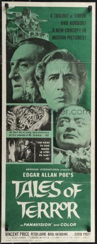2g1008 TALES OF TERROR insert 1962 montage of Peter Lorre, Vincent Price & Basil Rathbone!