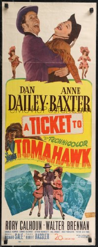 2g1010 TICKET TO TOMAHAWK insert 1950 great images of wacky Dan Dailey & pretty cowgirl Ann Baxter!