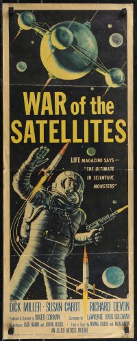 2g1015 WAR OF THE SATELLITES insert 1958 the ultimate in scientific monsters, cool astronaut art!