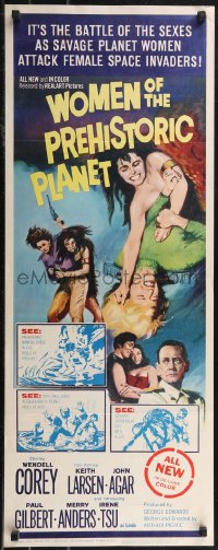 2g1017 WOMEN OF THE PREHISTORIC PLANET insert 1966 savage planet women attack female space invaders!