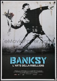 2g0404 BANKSY & THE RISE OF OUTLAW ART Italian 1sh 2020 art of rioter 'throwing' flowers!