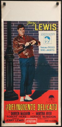 2g0423 DELICATE DELINQUENT Italian locandina 1958 wacky teen-age terror Jerry Lewis & light post!