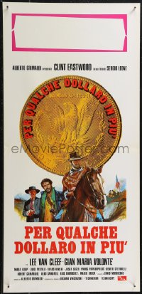 2g0429 FOR A FEW DOLLARS MORE Italian locandina R1970s Leone, art of Clint Eastwood with red title!