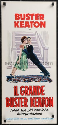 2g0435 GREAT STONE FACE Italian locandina 1975 different wacky art of Buster Keaton & Renee Adoree!