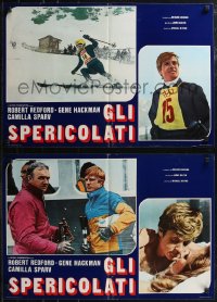 2g0466 DOWNHILL RACER set of 4 Italian 18x26 pbustas 1970 Robert Redford, Camilla Sparv, skiing!