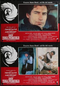 2g0460 LIVING DAYLIGHTS set of 8 Italian 19x26 pbustas 1987 Timothy Dalton as Bond!