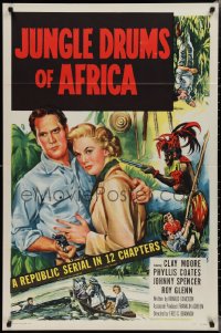 2g1231 JUNGLE DRUMS OF AFRICA 1sh 1952 Clayton Moore with gun & Phyllis Coates, Republic serial!