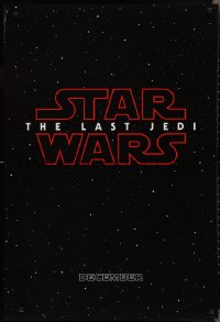 2g1248 LAST JEDI teaser DS 1sh 2017 black style, Star Wars, Hamill, classic title treatment in space!