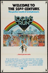 2g1268 LOGAN'S RUN 1sh 1976 art of Michael York & Jenny Agutter running away by Charles Moll!