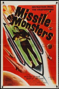 2g1299 MISSILE MONSTERS 1sh 1958 aliens bring destruction from the stratosphere, wacky sci-fi art!