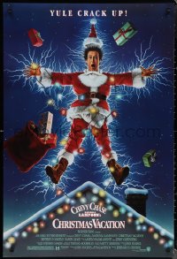 2g1315 NATIONAL LAMPOON'S CHRISTMAS VACATION DS 1sh 1989 Consani art of Chevy Chase, yule crack up!
