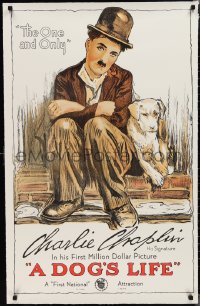 2g0491 DOG'S LIFE S2 poster 1998 great art of Charlie Chaplin as the Tramp & his mutt!