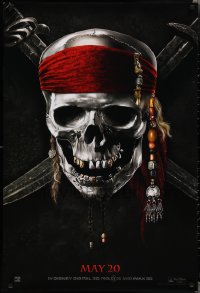 2g1340 PIRATES OF THE CARIBBEAN: ON STRANGER TIDES teaser DS 1sh 2011 skull & crossed swords!