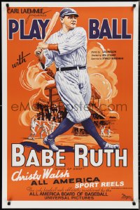 2g0501 PLAY BALL WITH BABE RUTH S2 poster 2001 wonderful artwork of the amazing baseball legend!