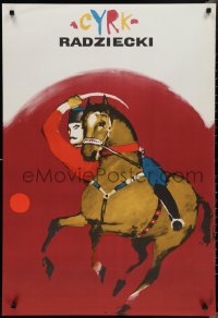 2g0687 CYRK Polish 26x38 1970s different Maciej Urbaniec art of Cossack on horseback!